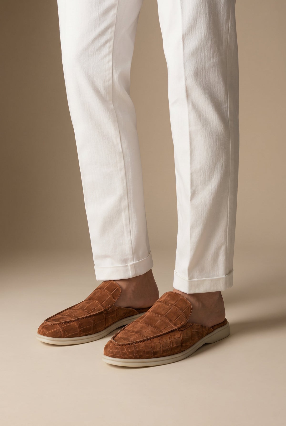 Brown Crocodile Yacht Mule