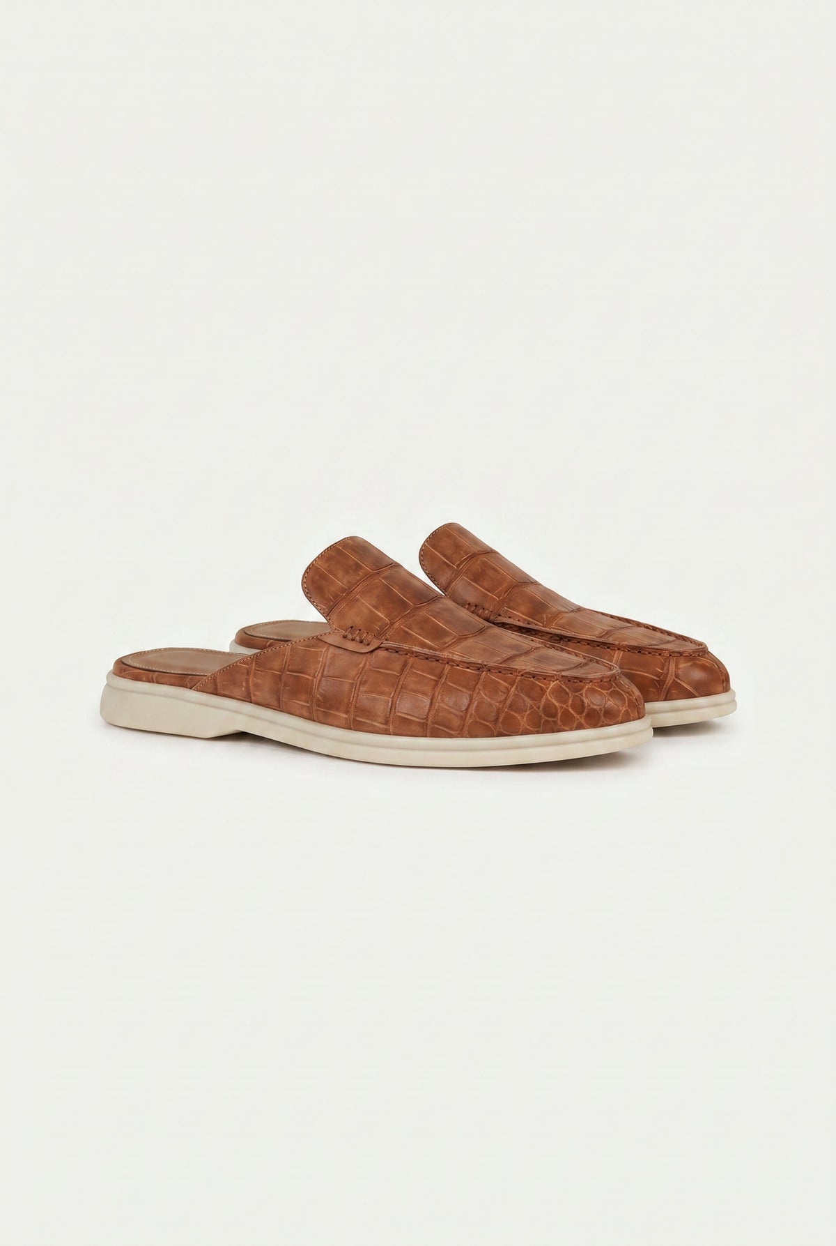 Brown Crocodile Yacht Mule